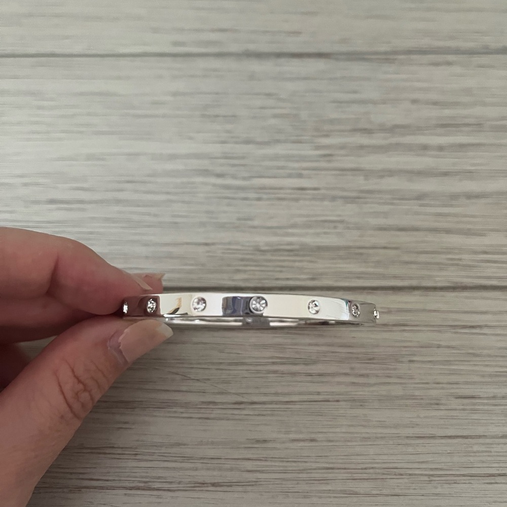 Kate Spade Silver Bangle with Gem Accents